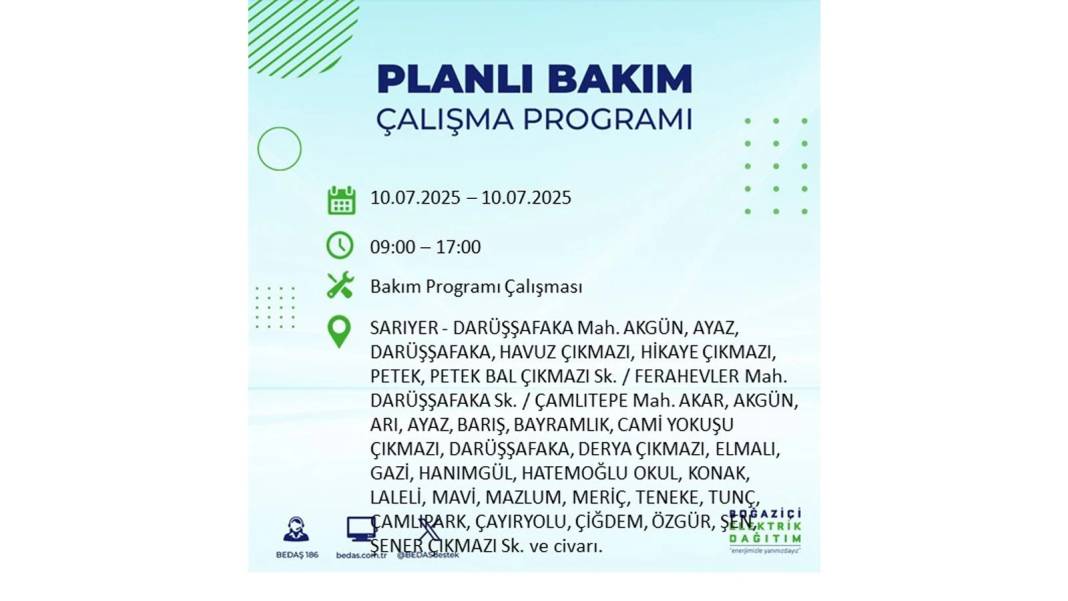KARANLIĞA HAPSOLACAKLAR: 10 Temmuz Perşembe İstanbul elektrik kesintisi. BEDAŞ o ilçeleri teker teker uyardı! 18