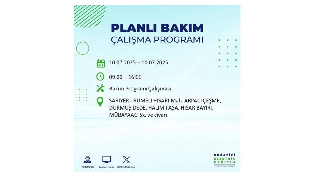 KARANLIĞA HAPSOLACAKLAR: 10 Temmuz Perşembe İstanbul elektrik kesintisi. BEDAŞ o ilçeleri teker teker uyardı! 13