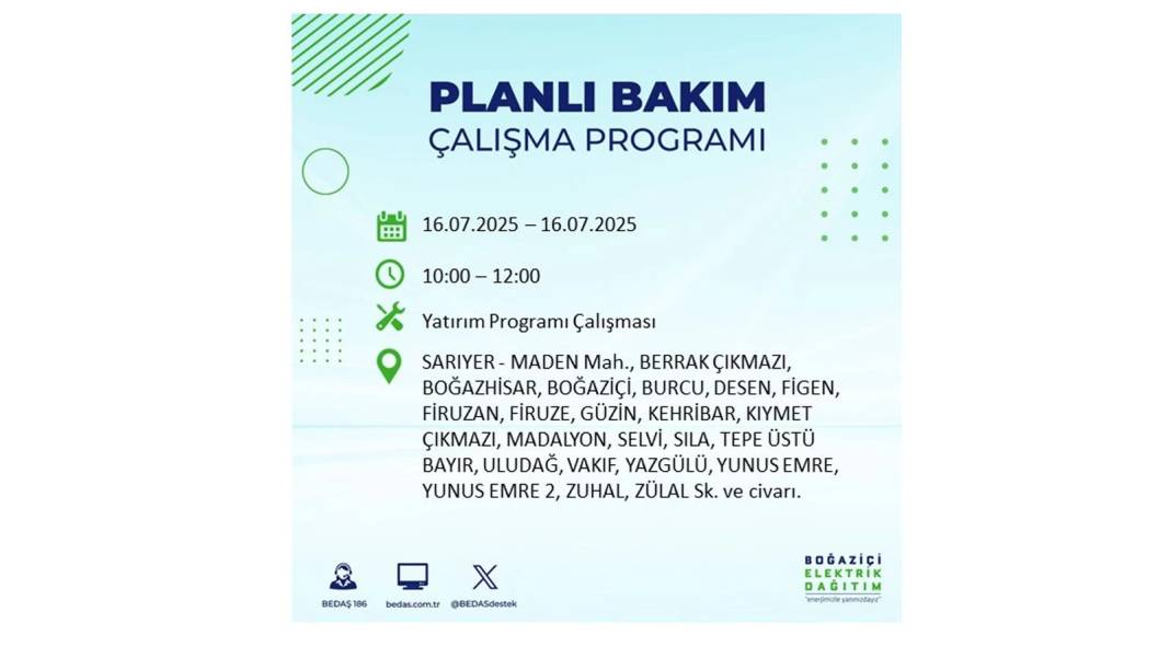 KARANLIĞA HAPSOLACAKLAR: 16 Temmuz Çarşamba İstanbul elektrik kesintisi. BEDAŞ o ilçeleri teker teker uyardı! 29