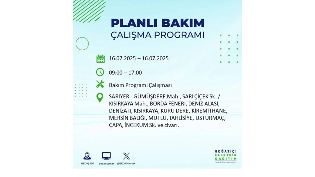 KARANLIĞA HAPSOLACAKLAR: 16 Temmuz Çarşamba İstanbul elektrik kesintisi. BEDAŞ o ilçeleri teker teker uyardı! 28