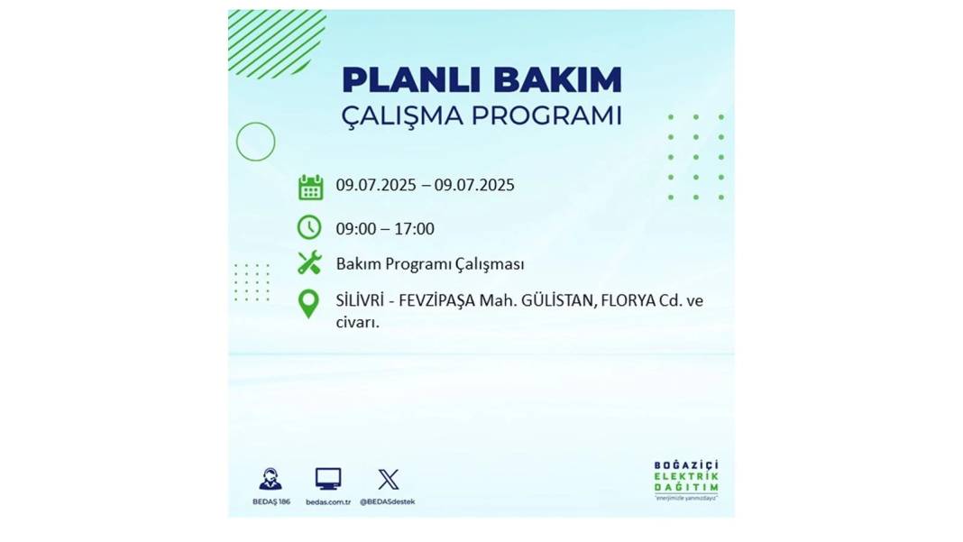 SAATLERCE ELEKTRİK OLMAYACAK: BEDAŞ 9 Temmuz Çarşamba elektrik kesintisi yaşayacak ilçeleri sıraladı! 11