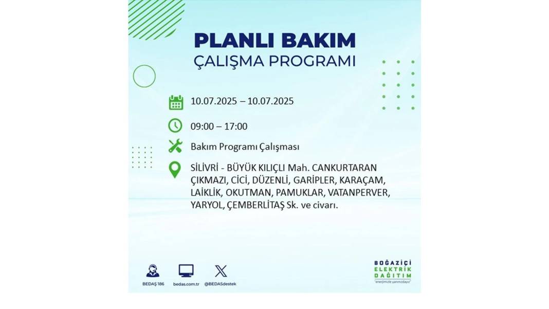 KARANLIĞA HAPSOLACAKLAR: 10 Temmuz Perşembe İstanbul elektrik kesintisi. BEDAŞ o ilçeleri teker teker uyardı! 9