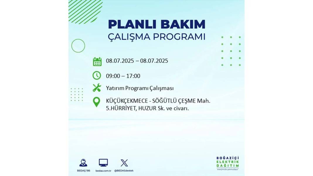 O İLÇELER KARANLIĞA GÖMÜLECEK: BEDAŞ 8 Temmuz Salı elektrik kesintisi yaşayacak ilçeleri sıraladı. Elektrikler ne zaman gelecek? 24