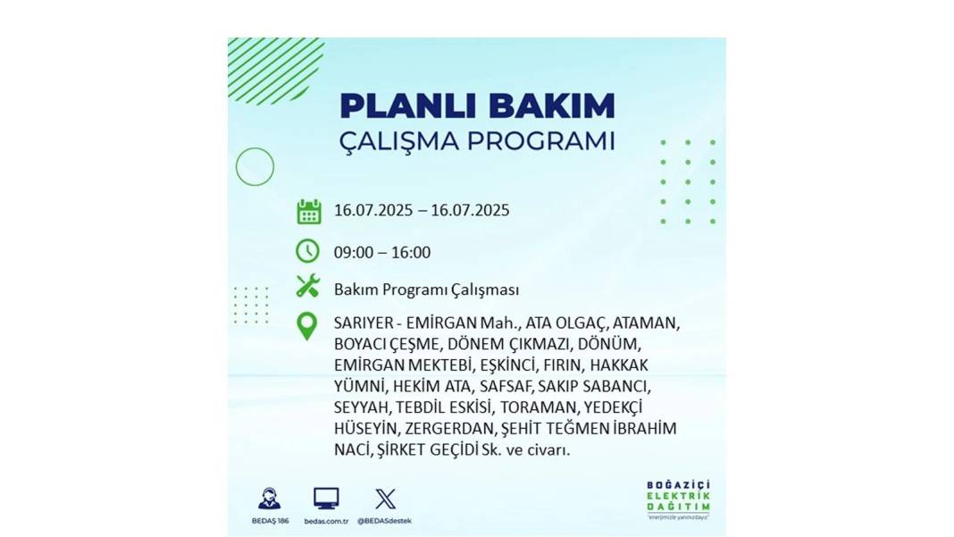 KARANLIĞA HAPSOLACAKLAR: 16 Temmuz Çarşamba İstanbul elektrik kesintisi. BEDAŞ o ilçeleri teker teker uyardı! 24