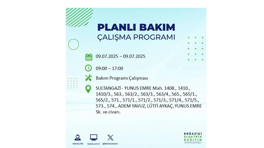 SAATLERCE ELEKTRİK OLMAYACAK: BEDAŞ 9 Temmuz Çarşamba elektrik kesintisi yaşayacak ilçeleri sıraladı! 5