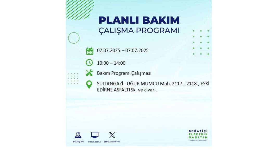 BÜYÜK ELEKTRİK KESİNTİSİ YAŞANACAK: BEDAŞ 7 Temmuz Pazartesi elektrik kesintisi yaşayacak ilçeleri sıraladı! 4