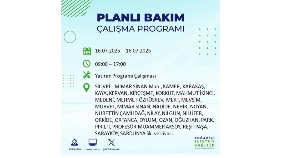 KARANLIĞA HAPSOLACAKLAR: 16 Temmuz Çarşamba İstanbul elektrik kesintisi. BEDAŞ o ilçeleri teker teker uyardı! 21