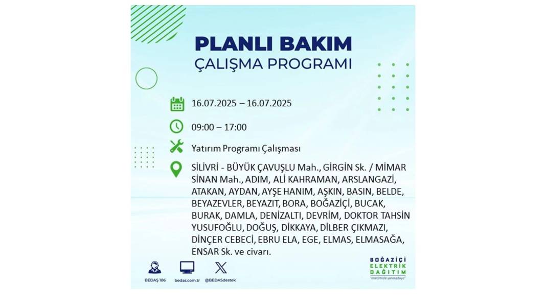 KARANLIĞA HAPSOLACAKLAR: 16 Temmuz Çarşamba İstanbul elektrik kesintisi. BEDAŞ o ilçeleri teker teker uyardı! 20