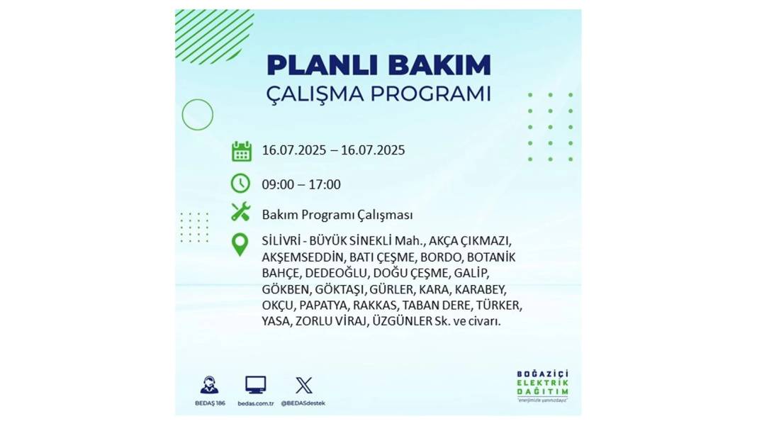 KARANLIĞA HAPSOLACAKLAR: 16 Temmuz Çarşamba İstanbul elektrik kesintisi. BEDAŞ o ilçeleri teker teker uyardı! 17