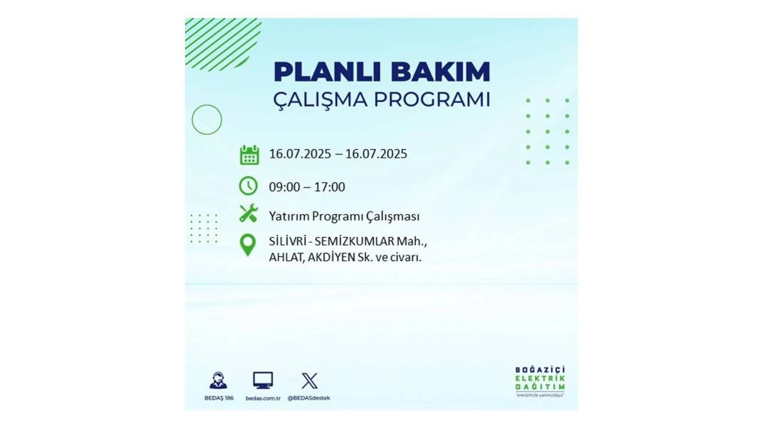 KARANLIĞA HAPSOLACAKLAR: 16 Temmuz Çarşamba İstanbul elektrik kesintisi. BEDAŞ o ilçeleri teker teker uyardı! 18