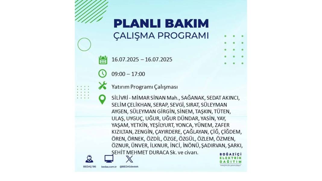 KARANLIĞA HAPSOLACAKLAR: 16 Temmuz Çarşamba İstanbul elektrik kesintisi. BEDAŞ o ilçeleri teker teker uyardı! 16