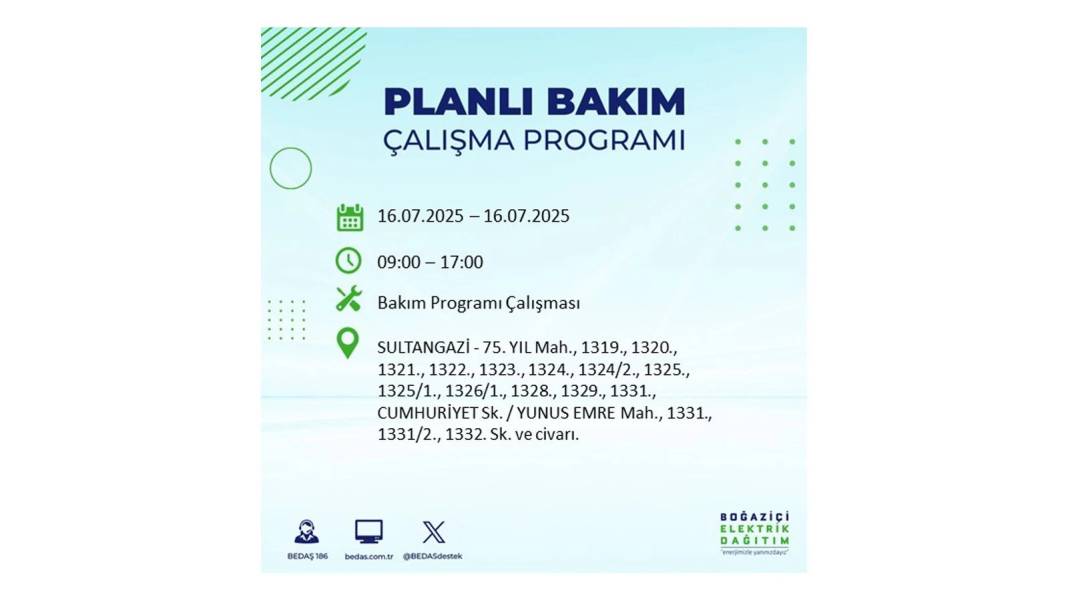 KARANLIĞA HAPSOLACAKLAR: 16 Temmuz Çarşamba İstanbul elektrik kesintisi. BEDAŞ o ilçeleri teker teker uyardı! 9