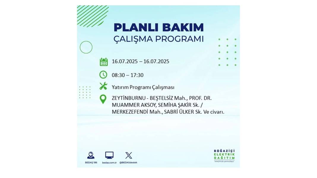 KARANLIĞA HAPSOLACAKLAR: 16 Temmuz Çarşamba İstanbul elektrik kesintisi. BEDAŞ o ilçeleri teker teker uyardı! 7