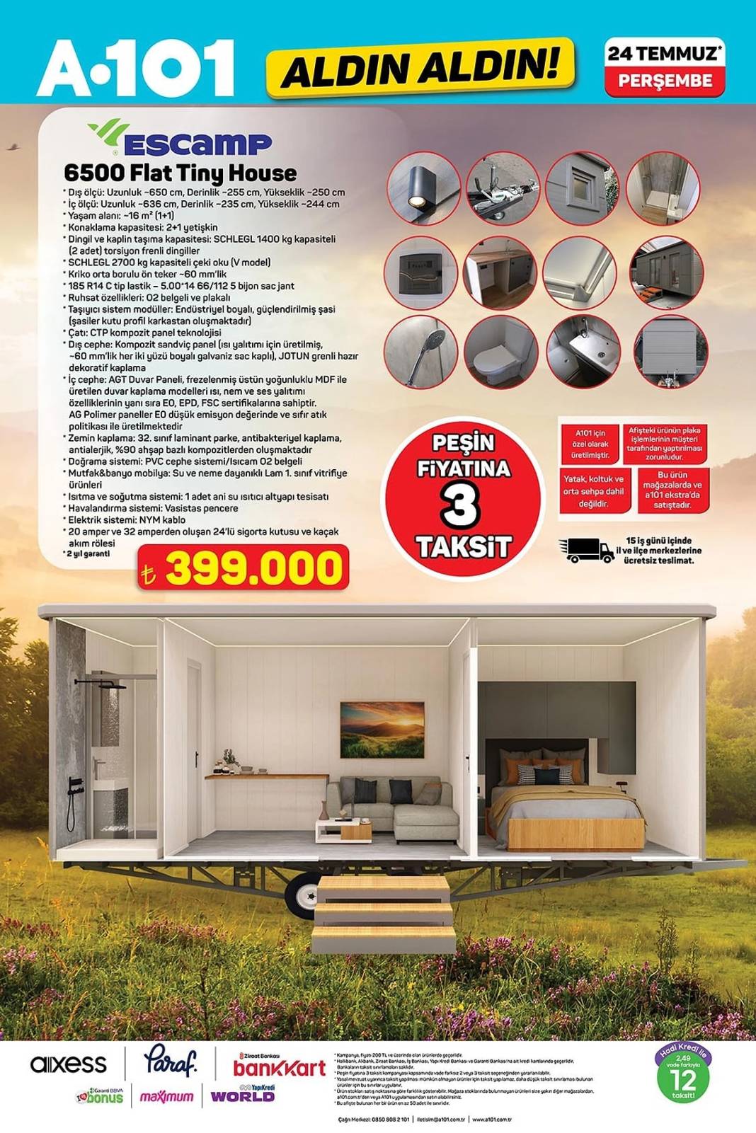 A101'E TİNY HOUSE, 2 KİŞİLİK ŞİŞME KANO, ELEKTRİKLİ ARAÇ GELİYOR: A101 24 Temmuz kataloğu yayınlandı! 5