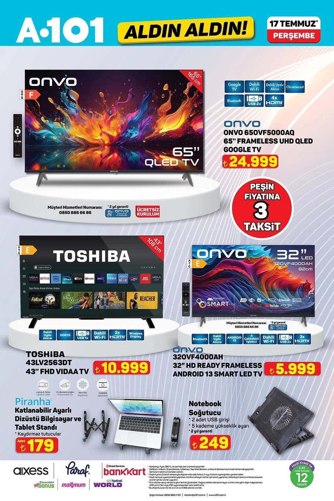 A101'E ONVO GOOGLE TV, STANTLI VANTİLATÖR, BENZİNLİ MOTOSİKLET GELİYOR: A101 17 Temmuz aktüel kataloğunu duyurdu! 11
