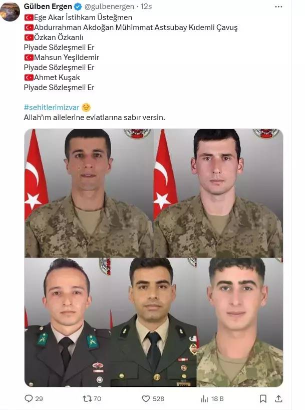 Türkiye şehitlerine ağlıyor: Ünlü isimlerden taziye mesajları yağdı 18