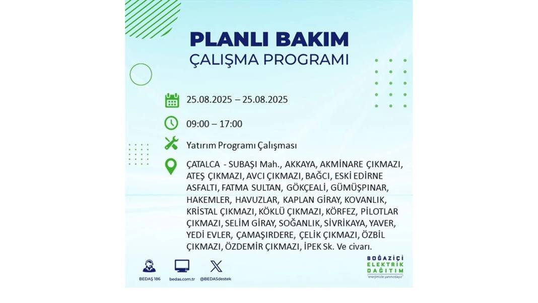 O ilçelerde saatlerce elektrik olmayacak: BEDAŞ 25 Ağustos Pazartesi elektrik kesintisi yaşayacak ilçeleri sıraladı! 29