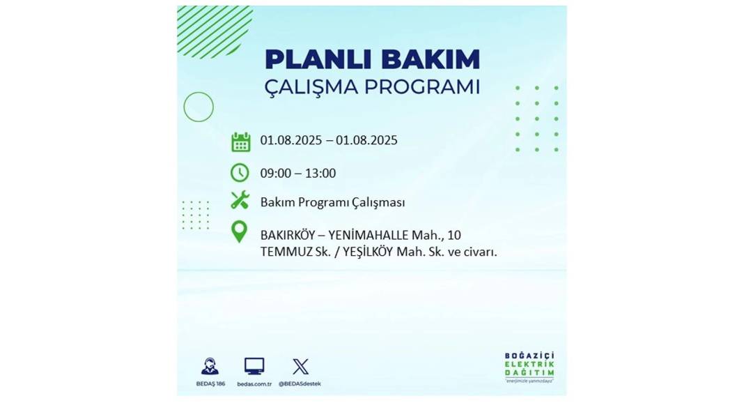 BÜYÜK ELEKTRİK KESİNTİSİ YAŞANACAK: BEDAŞ 1 Ağustos Cuma elektrik kesintisi yaşayacak ilçeleri sıraladı! 52