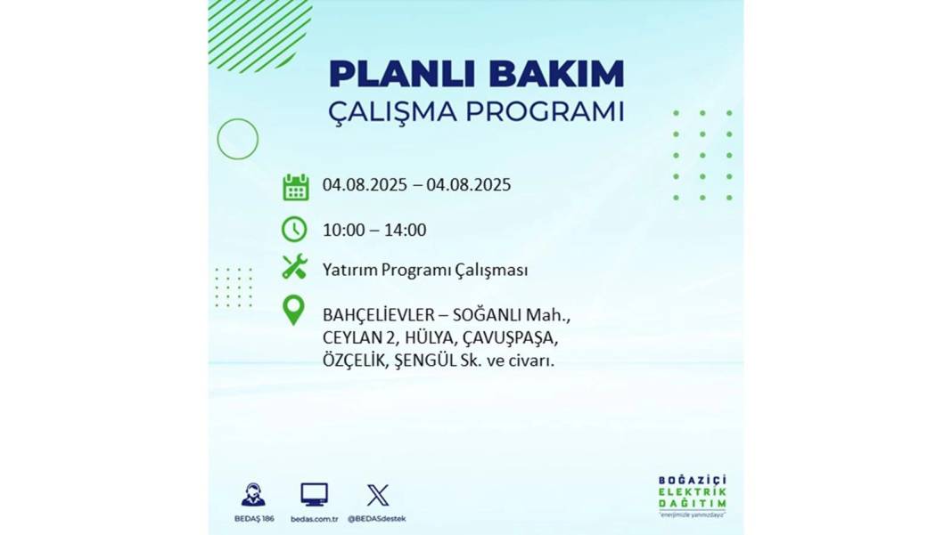 BÜYÜK ELEKTRİK KESİNTİSİ YAŞANACAK: BEDAŞ 4 Ağustos Pazartesi elektrik kesintisi yaşayacak ilçeleri sıraladı! 61