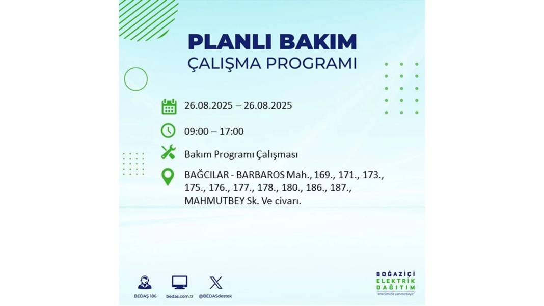 O ilçelerde saatlerce elektrik olmayacak: BEDAŞ 26 Ağustos Salı elektrik kesintisi yaşayacak ilçeleri duyurdu! 79