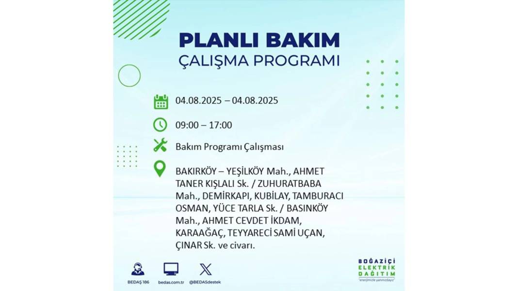 BÜYÜK ELEKTRİK KESİNTİSİ YAŞANACAK: BEDAŞ 4 Ağustos Pazartesi elektrik kesintisi yaşayacak ilçeleri sıraladı! 58