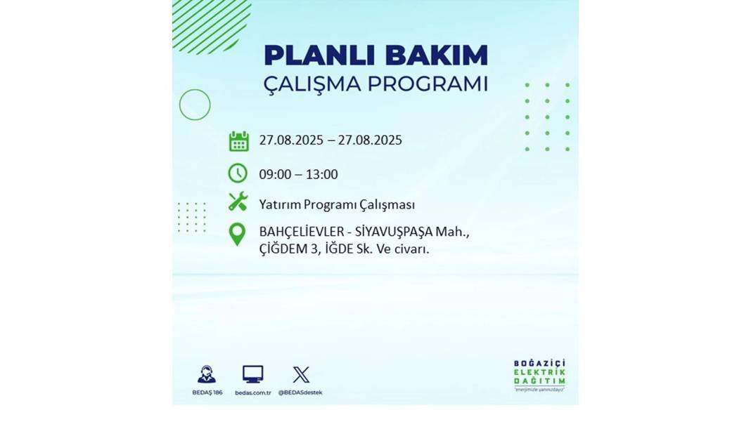 O ilçelerde elektrik olmayacak: BEDAŞ 27 Ağustos Çarşamba günü elektrik kesintisi yaşayacak ilçeleri sıraladı! 70