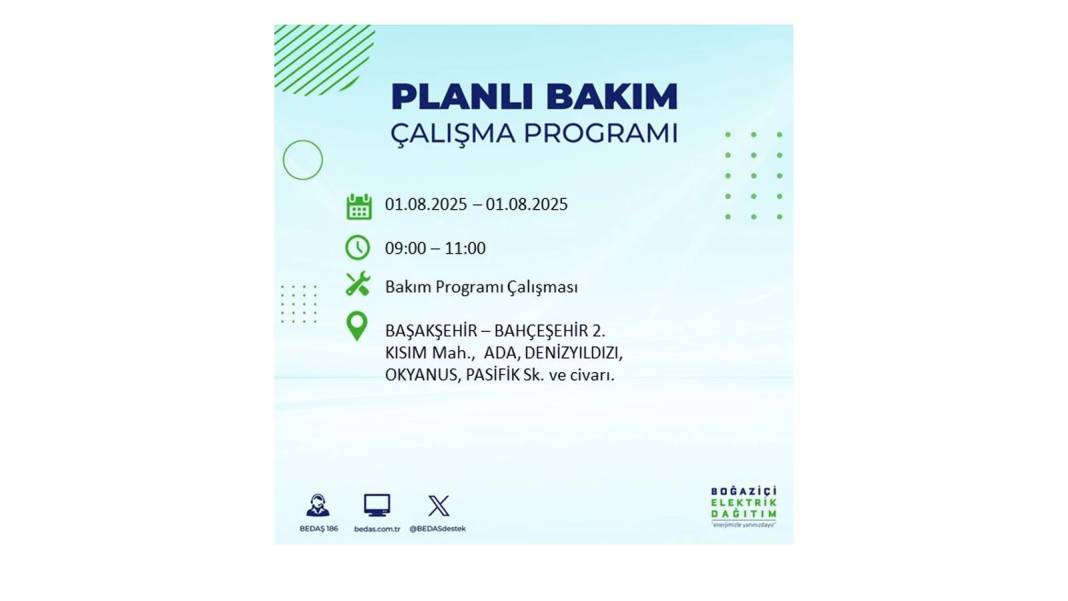 BÜYÜK ELEKTRİK KESİNTİSİ YAŞANACAK: BEDAŞ 1 Ağustos Cuma elektrik kesintisi yaşayacak ilçeleri sıraladı! 49