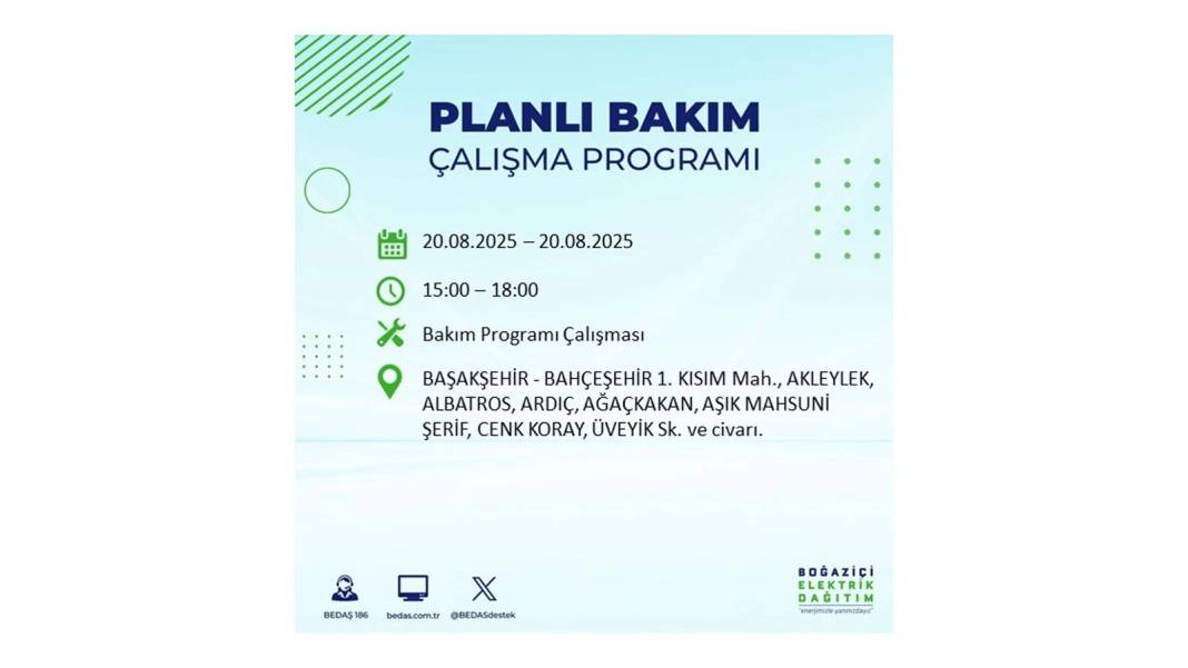 O ilçelerde elektrik olmayacak: BEDAŞ 20 Ağustos Çarşamba elektrik kesintisi yaşayacak ilçeleri sıraladı 48