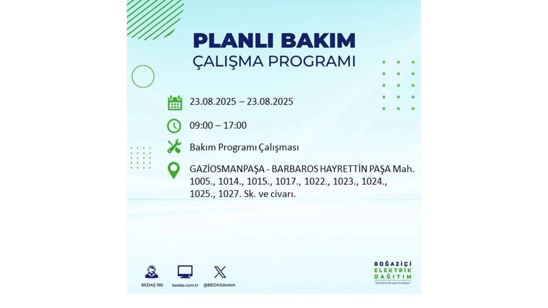 Uzun süre elektrikler olmayacak: BEDAŞ 23 Ağustos Cumartesi elektrik kesintisi yaşayacak ilçeleri sıraladı! 8