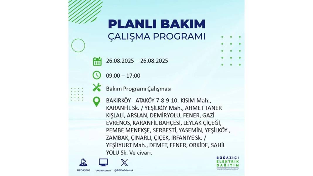 O ilçelerde saatlerce elektrik olmayacak: BEDAŞ 26 Ağustos Salı elektrik kesintisi yaşayacak ilçeleri duyurdu! 77