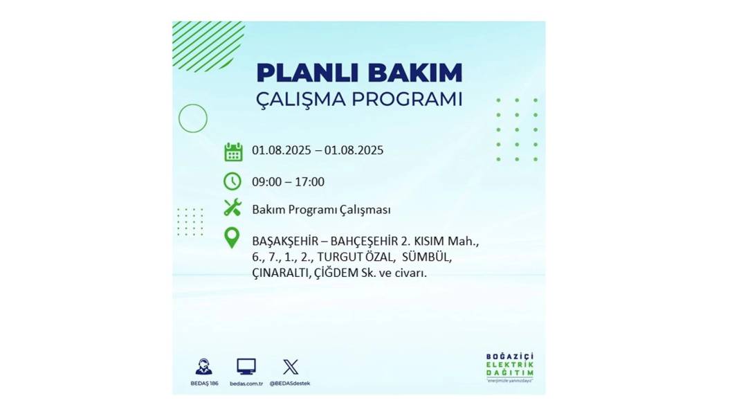 BÜYÜK ELEKTRİK KESİNTİSİ YAŞANACAK: BEDAŞ 1 Ağustos Cuma elektrik kesintisi yaşayacak ilçeleri sıraladı! 46