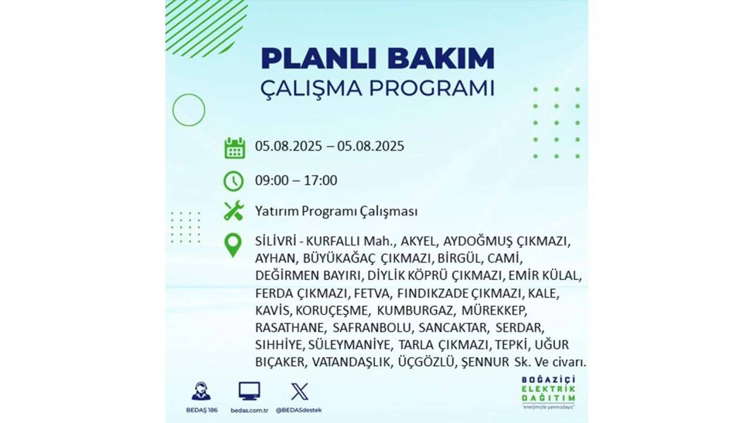 BÜYÜK ELEKTRİK KESİNTİSİ YAŞANACAK: BEDAŞ 5 Ağustos Salı elektrik kesintisi yaşayacak ilçeleri sıraladı! 91