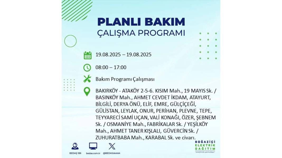 İstanbul'da o ilçelere elektrik verilmeyecek: BEDAŞ 19 Ağustos Salı elektrik kesintisi yaşayacak ilçeleri sıraladı 60