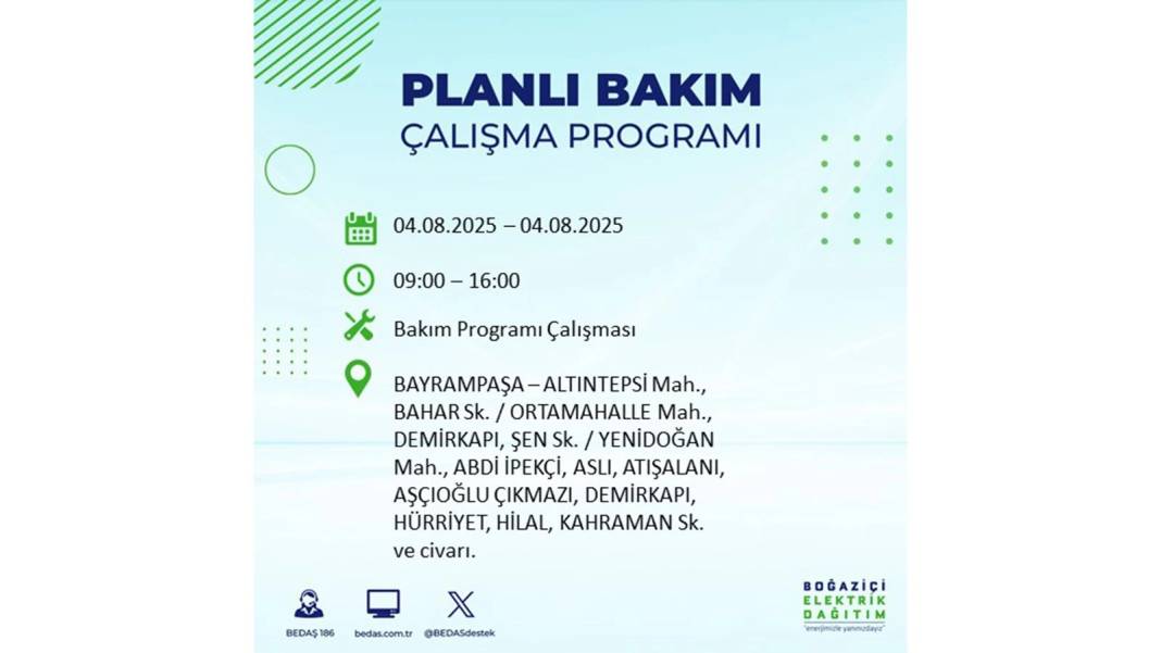 BÜYÜK ELEKTRİK KESİNTİSİ YAŞANACAK: BEDAŞ 4 Ağustos Pazartesi elektrik kesintisi yaşayacak ilçeleri sıraladı! 51