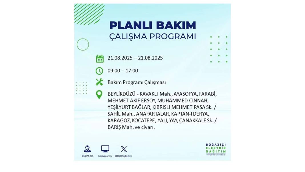 O ilçelerde elektrik olmayacak: BEDAŞ 21 Ağustos Perşembe günü elektrik kesintisi yaşayacak ilçeleri sıraladı! 30