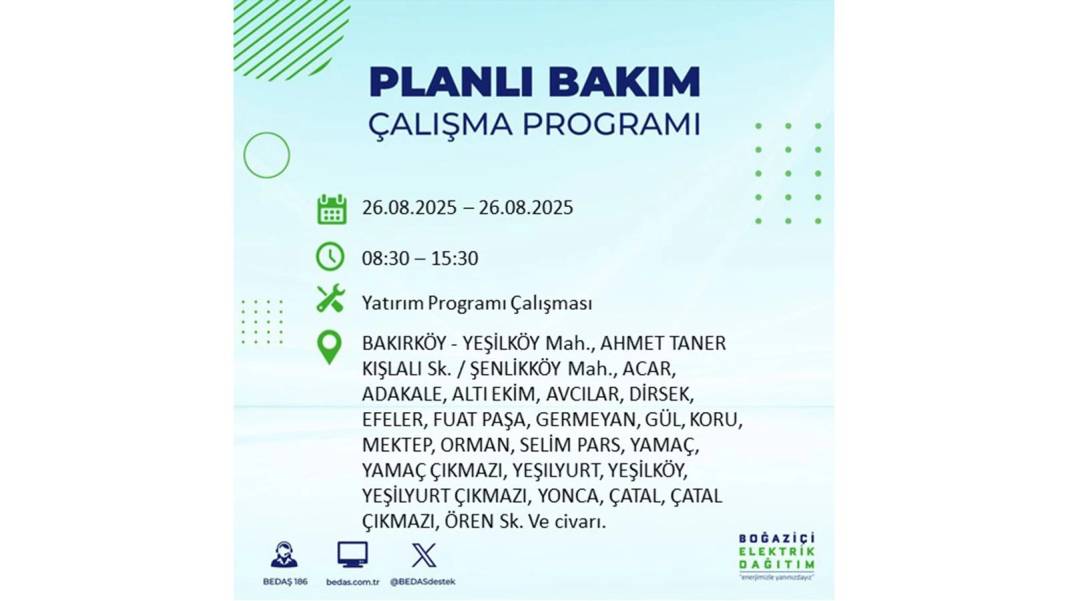 O ilçelerde saatlerce elektrik olmayacak: BEDAŞ 26 Ağustos Salı elektrik kesintisi yaşayacak ilçeleri duyurdu! 72