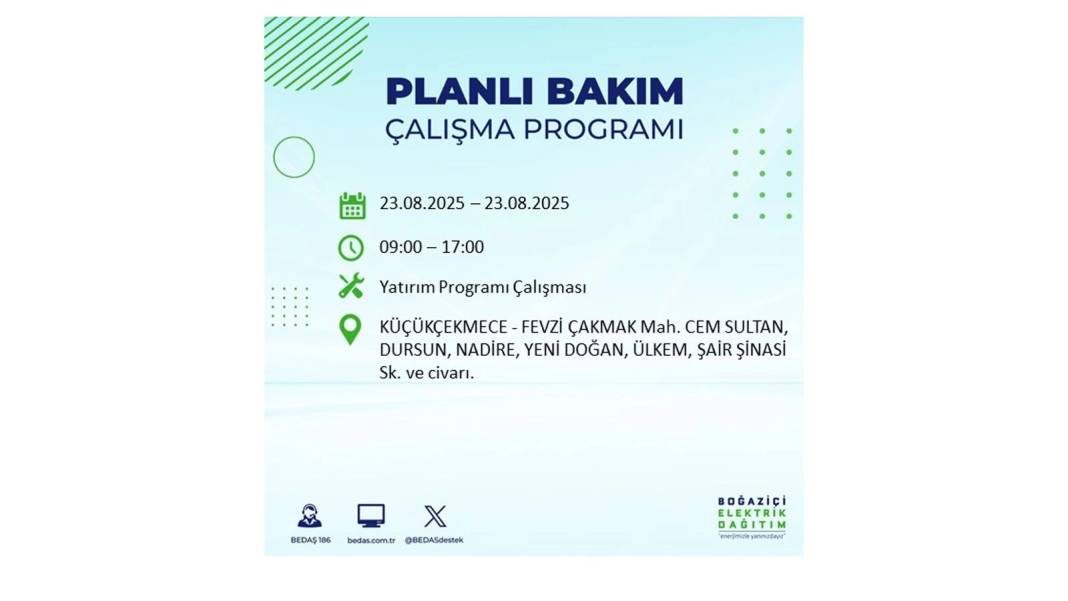 Uzun süre elektrikler olmayacak: BEDAŞ 23 Ağustos Cumartesi elektrik kesintisi yaşayacak ilçeleri sıraladı! 6