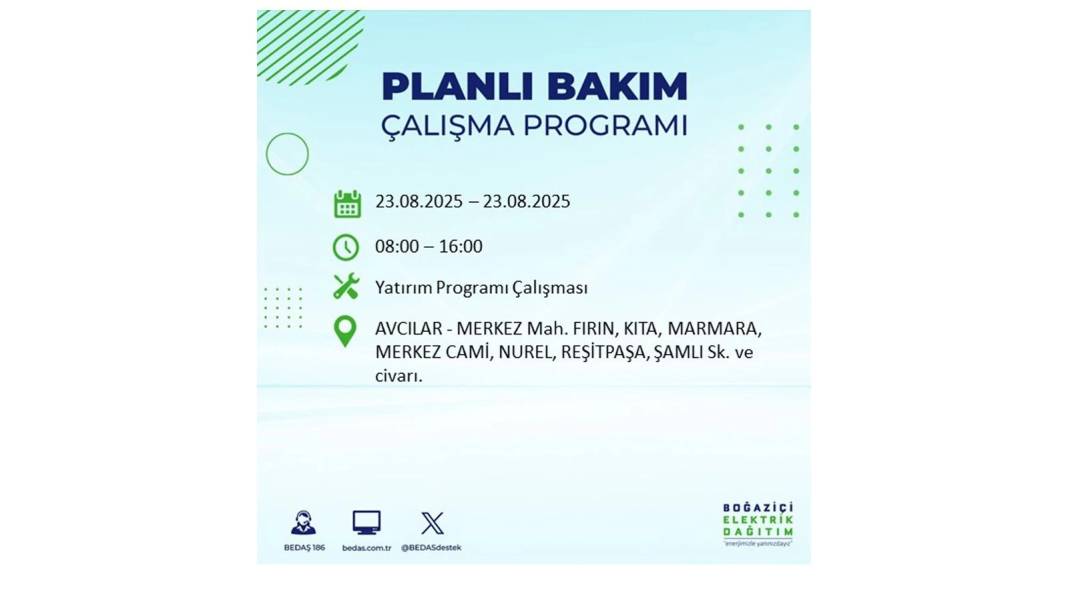 Uzun süre elektrikler olmayacak: BEDAŞ 23 Ağustos Cumartesi elektrik kesintisi yaşayacak ilçeleri sıraladı! 19