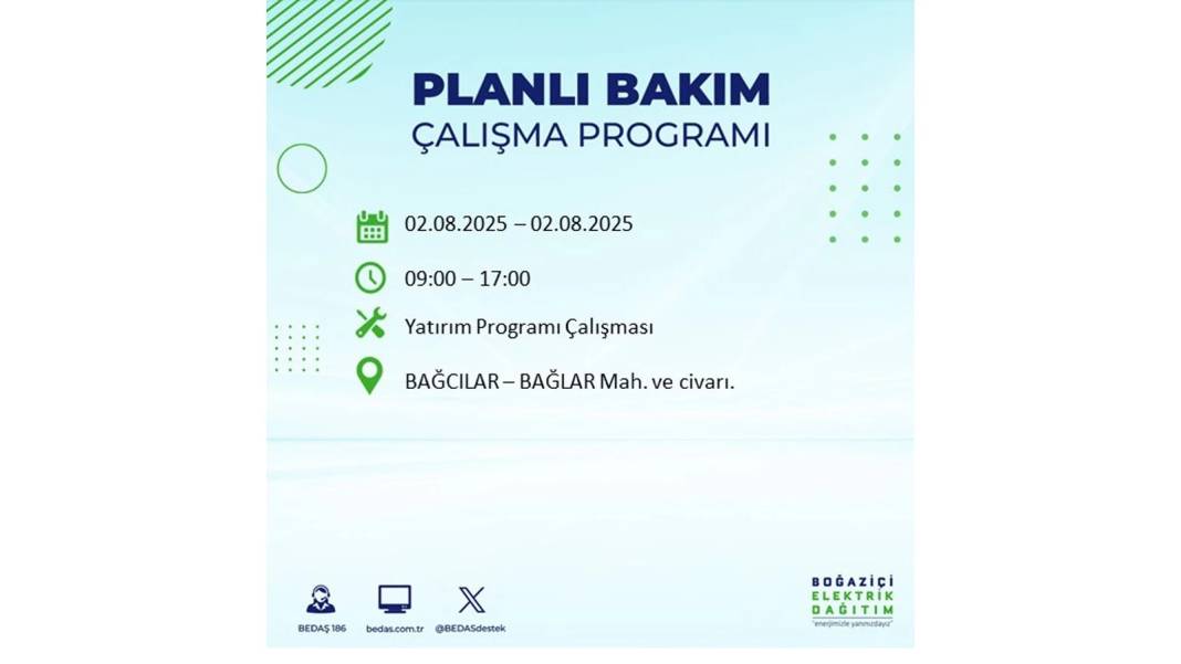 O İLÇELERE ELEKTRİK VERİLMEYECEK: BEDAŞ 2 Ağustos Cumartesi elektrik kesintisi yaşayacak ilçeleri sıraladı! 21
