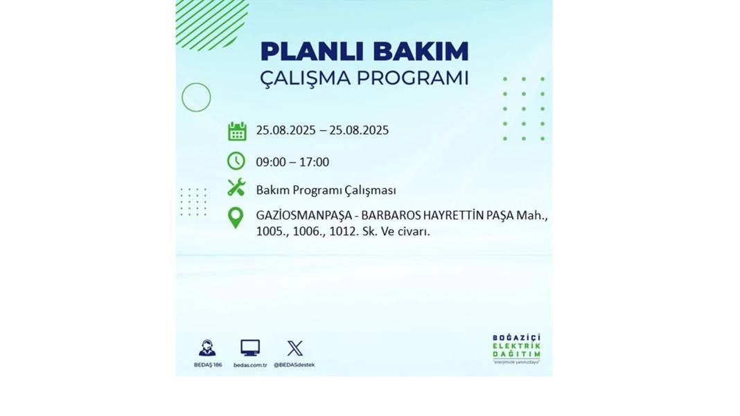 O ilçelerde saatlerce elektrik olmayacak: BEDAŞ 25 Ağustos Pazartesi elektrik kesintisi yaşayacak ilçeleri sıraladı! 20