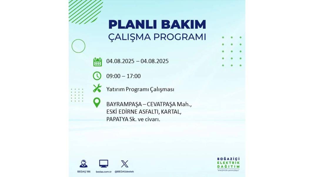 BÜYÜK ELEKTRİK KESİNTİSİ YAŞANACAK: BEDAŞ 4 Ağustos Pazartesi elektrik kesintisi yaşayacak ilçeleri sıraladı! 50