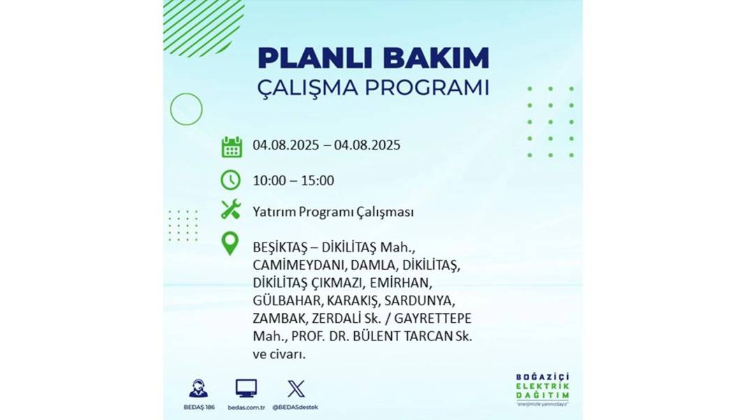 BÜYÜK ELEKTRİK KESİNTİSİ YAŞANACAK: BEDAŞ 4 Ağustos Pazartesi elektrik kesintisi yaşayacak ilçeleri sıraladı! 49