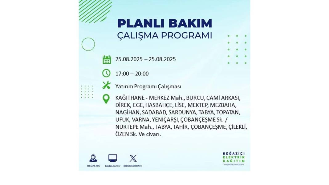 O ilçelerde saatlerce elektrik olmayacak: BEDAŞ 25 Ağustos Pazartesi elektrik kesintisi yaşayacak ilçeleri sıraladı! 16