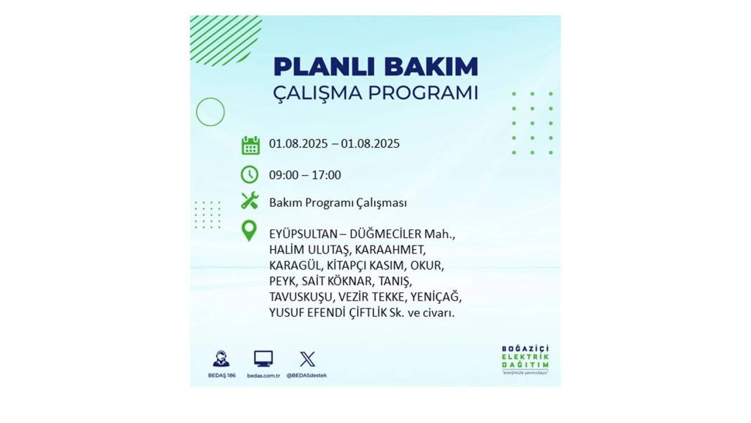 BÜYÜK ELEKTRİK KESİNTİSİ YAŞANACAK: BEDAŞ 1 Ağustos Cuma elektrik kesintisi yaşayacak ilçeleri sıraladı! 36