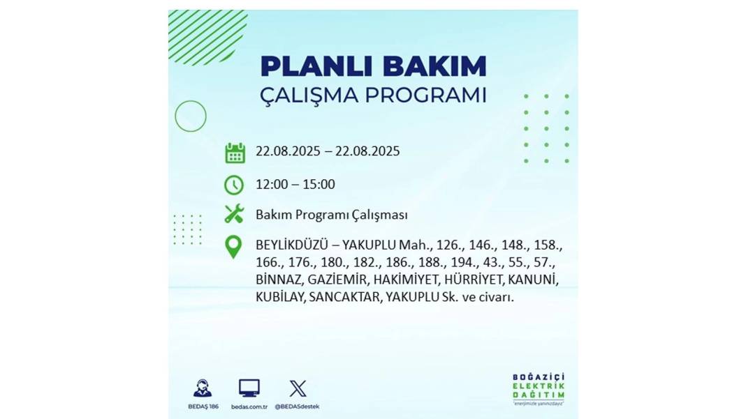 O ilçelerde elektrik olmayacak: BEDAŞ 22 Ağustos Cuma günü elektrik kesintisi yaşayacak ilçeleri sıraladı! 27
