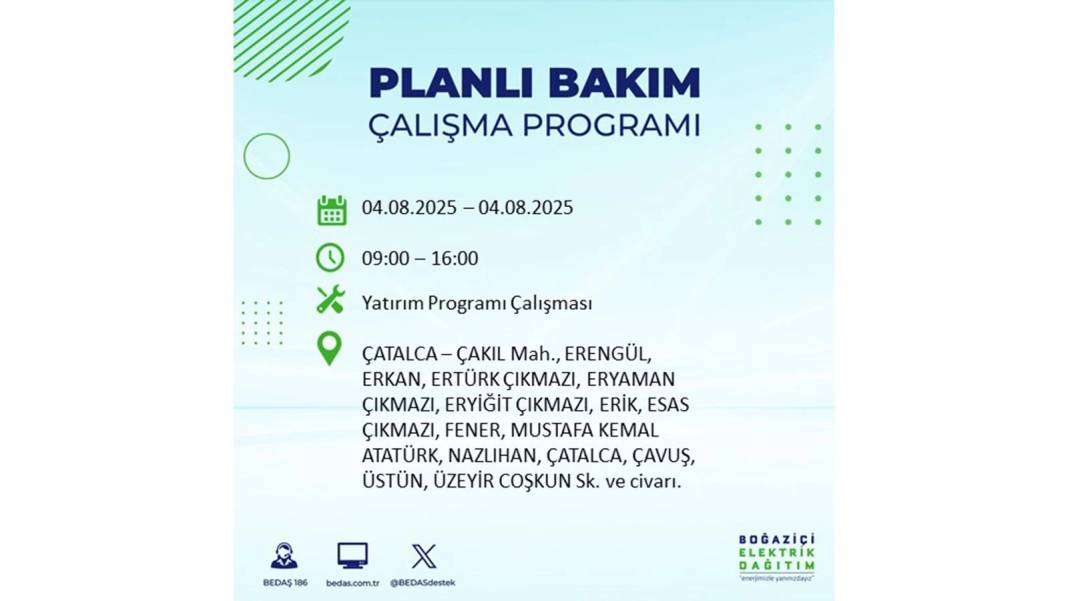 BÜYÜK ELEKTRİK KESİNTİSİ YAŞANACAK: BEDAŞ 4 Ağustos Pazartesi elektrik kesintisi yaşayacak ilçeleri sıraladı! 41