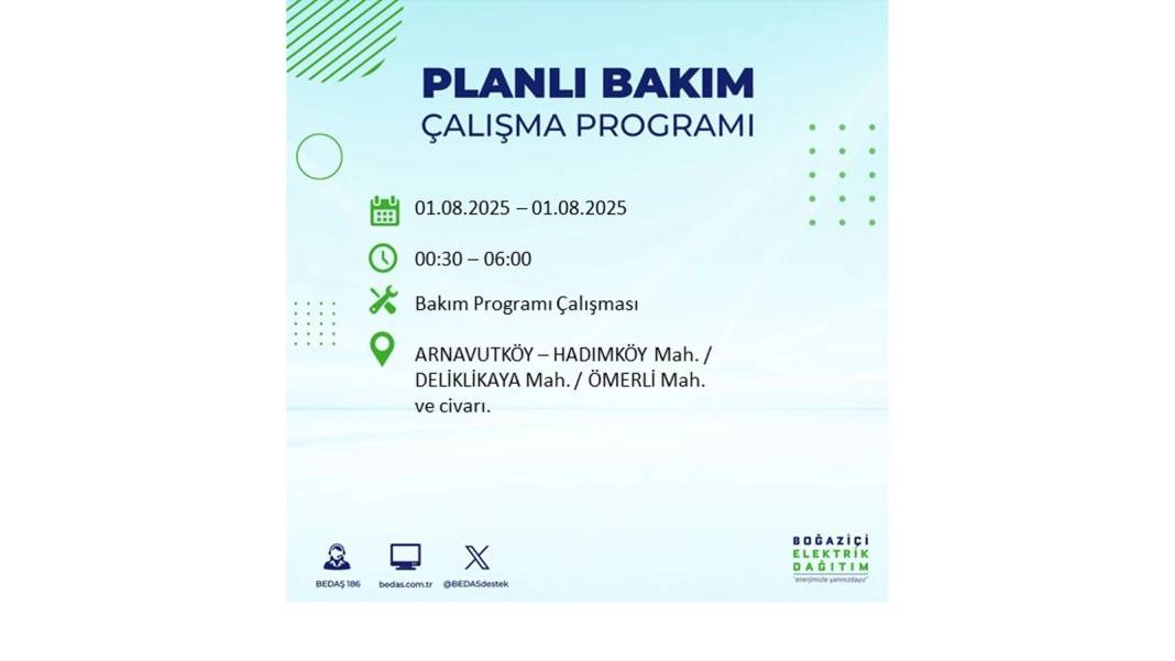 BÜYÜK ELEKTRİK KESİNTİSİ YAŞANACAK: BEDAŞ 1 Ağustos Cuma elektrik kesintisi yaşayacak ilçeleri sıraladı! 60