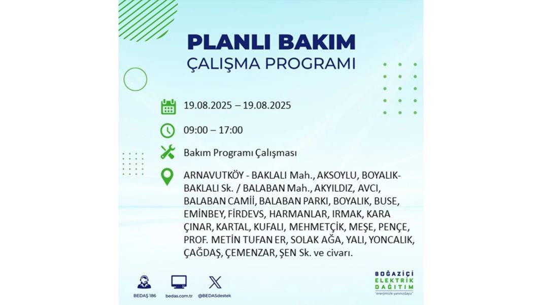 İstanbul'da o ilçelere elektrik verilmeyecek: BEDAŞ 19 Ağustos Salı elektrik kesintisi yaşayacak ilçeleri sıraladı 75