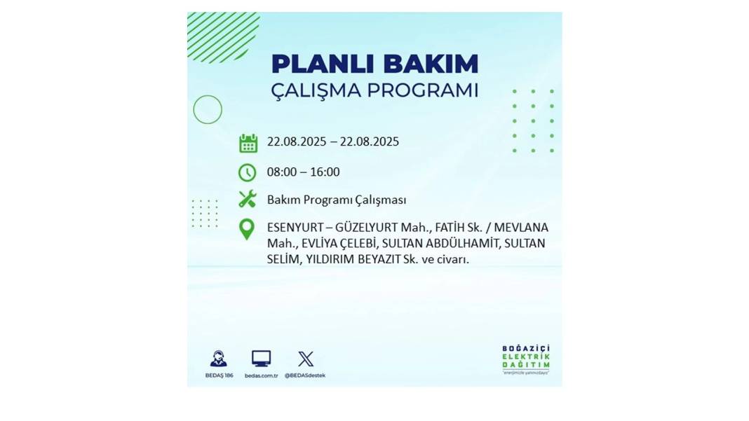 O ilçelerde elektrik olmayacak: BEDAŞ 22 Ağustos Cuma günü elektrik kesintisi yaşayacak ilçeleri sıraladı! 29