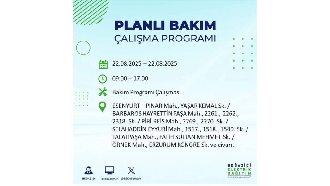 O ilçelerde elektrik olmayacak: BEDAŞ 22 Ağustos Cuma günü elektrik kesintisi yaşayacak ilçeleri sıraladı! 24
